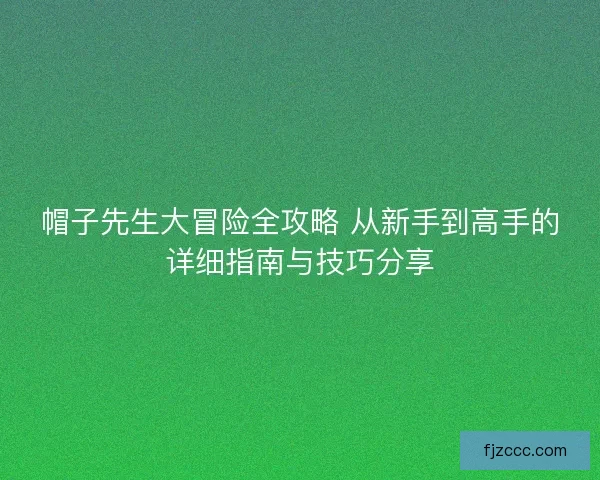 帽子先生大冒险全攻略 从新手到高手的详细指南与技巧分享