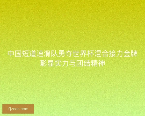 中国短道速滑队勇夺世界杯混合接力金牌彰显实力与团结精神